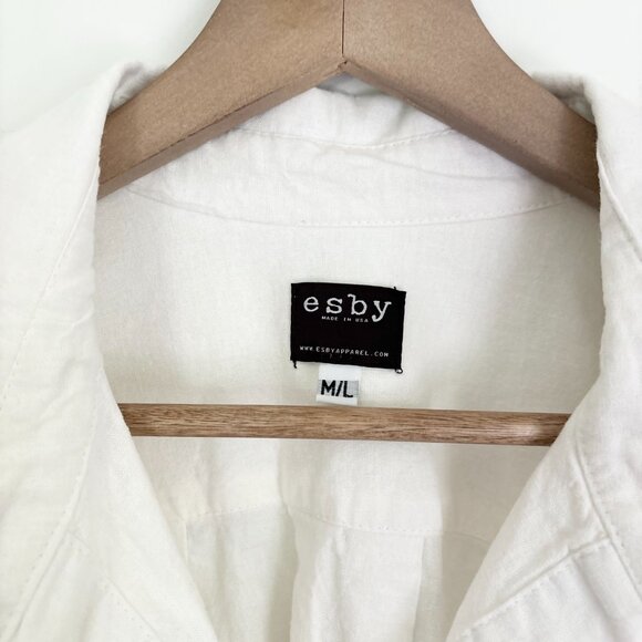 Esby Chelle white button down top cotton/linen blend made in USA size M/L - Picture 2 of 5